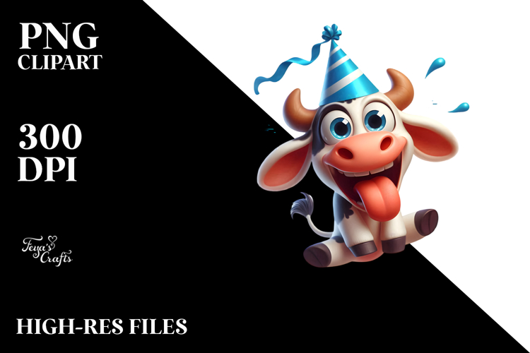 Playful Cartoon Cow PNG example image 1