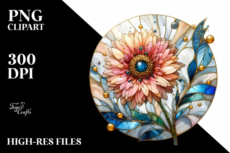 Stained Gerbera | Watercolor Clipart