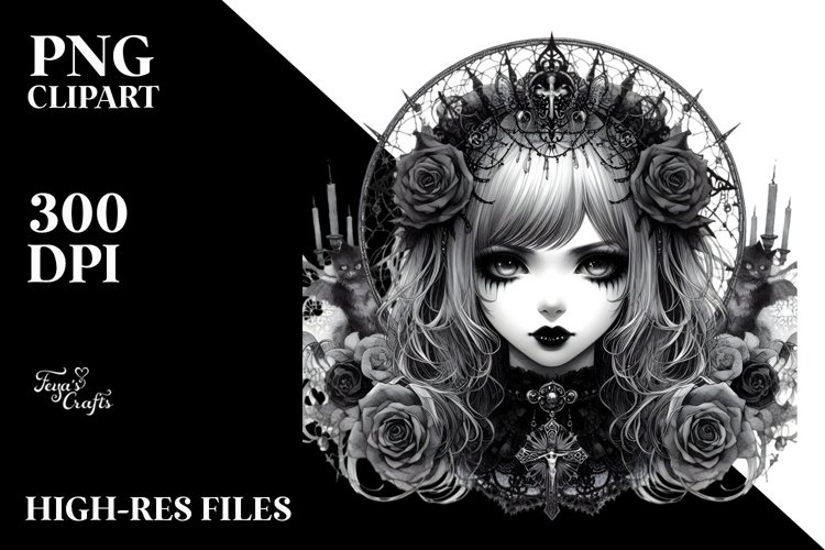 Vibrant Gothic Girl PNG example image 1