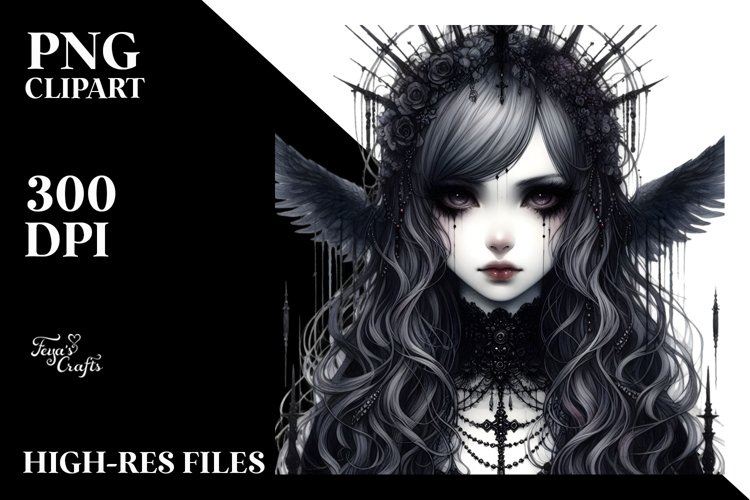 Vibrant Gothic Girl PNG example image 1