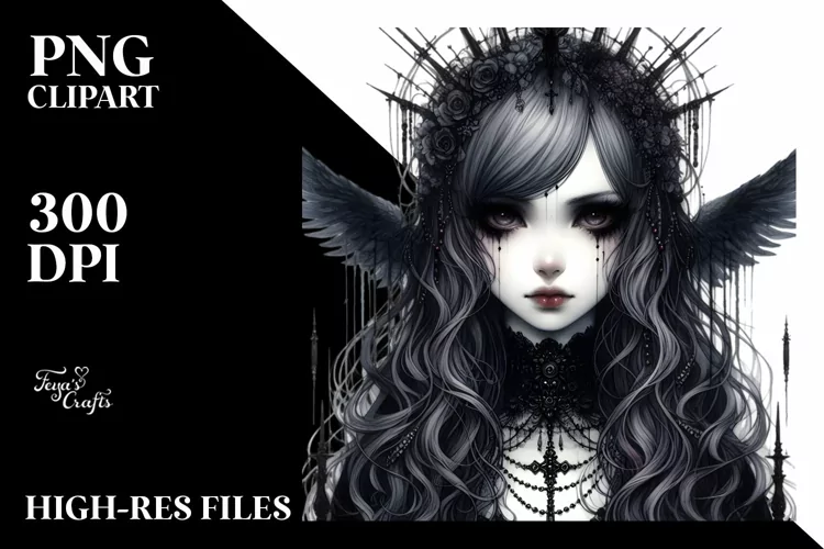 Vibrant Gothic Girl PNG
