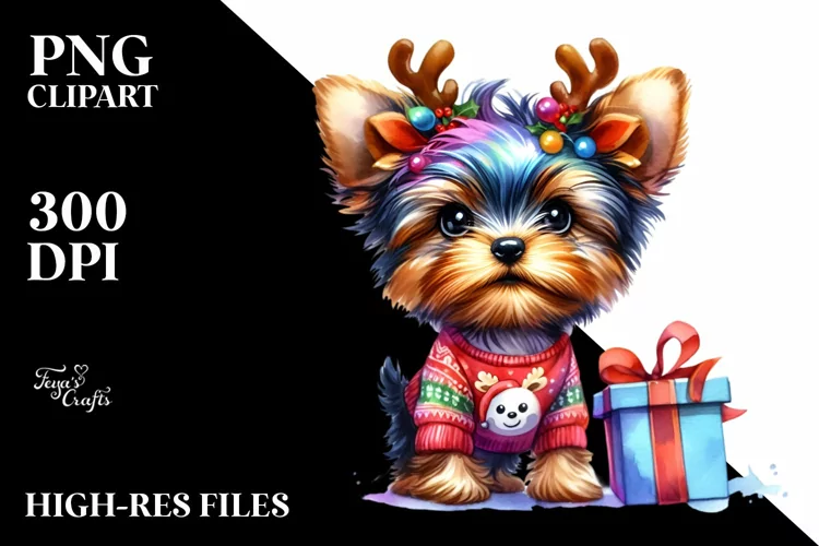 Vibrant Yorkshire Terrier Portrait PNG