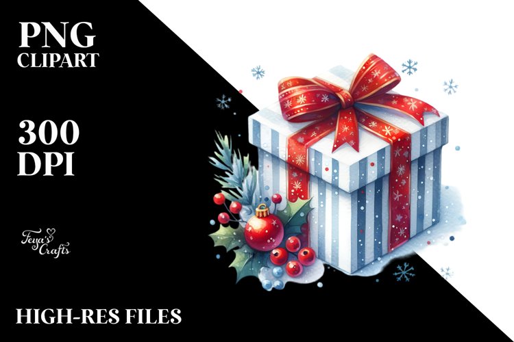 Vibrant Christmas Gift, PNG example image 1