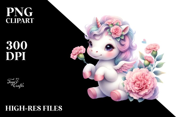 Cute Baby Unicorn Carnation | Clipart