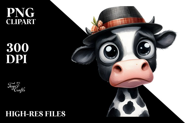 Skinny Cow Watercolor | Sublimation Clipart example image 1