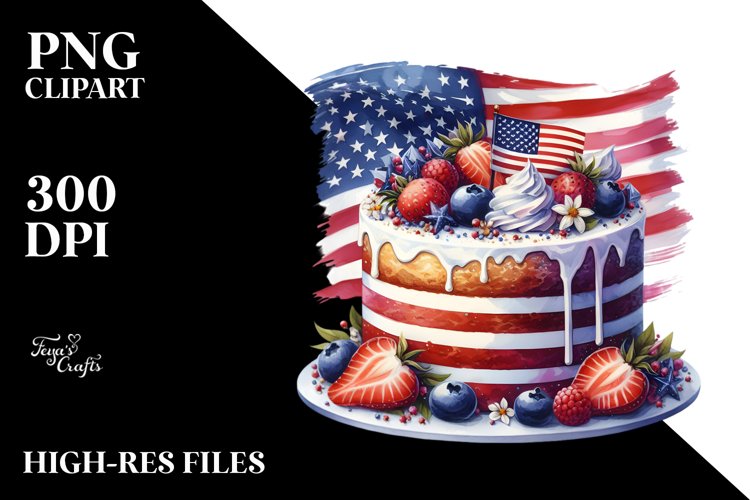 Vintage Cake,USA Flag | Sublimation | Clipart