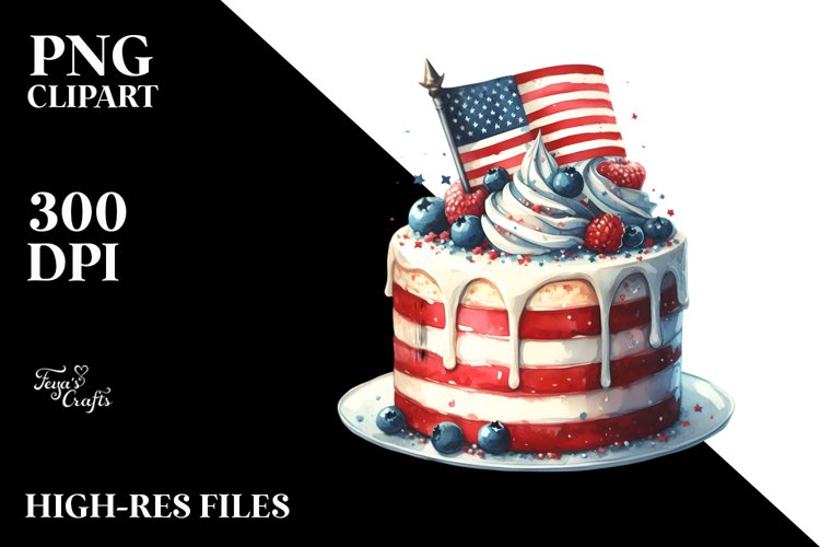 Vintage Cake,USA Flag | Sublimation | Clipart