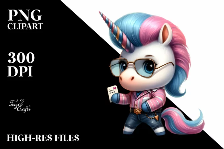 Watercolor Pastel Cute Baby Unicorn Posing