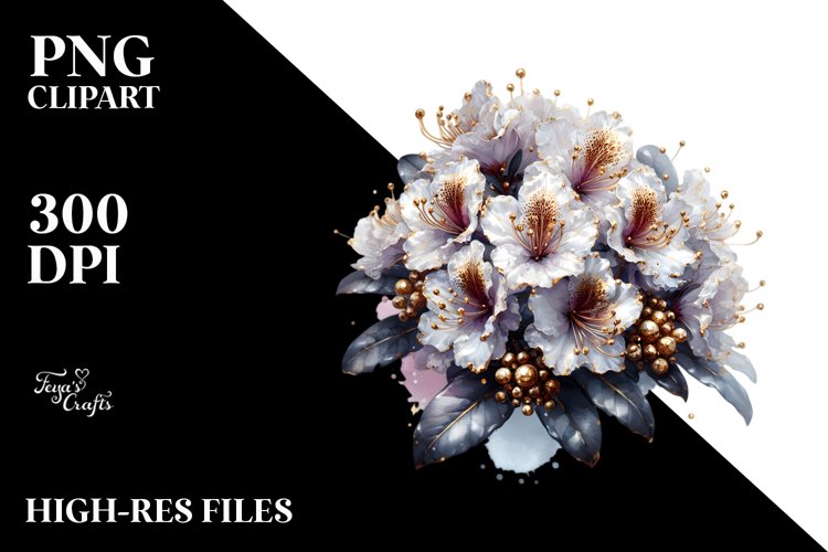 Shiny Rhododendron Watercolor Splash