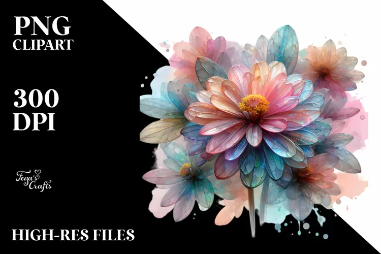 Abstract Pastel Shiny Zinnia PNG