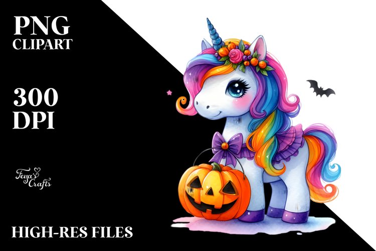 Vibrant Halloween Unicorn | Sublimation | Clipart