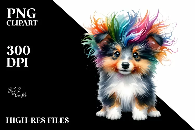 Cute Collie with Crazy Haircut PNG