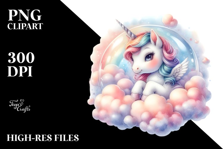 Cute Baby Unicorn In Bubble Clipart
