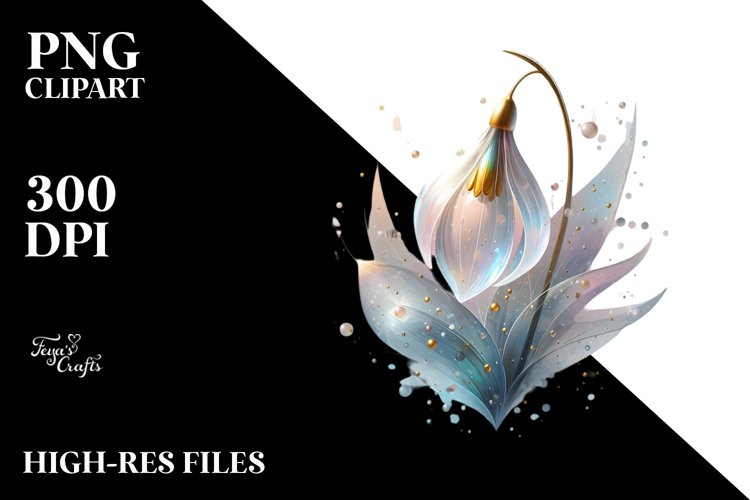 Glossy Snowdrop Watercolor PNG example image 1