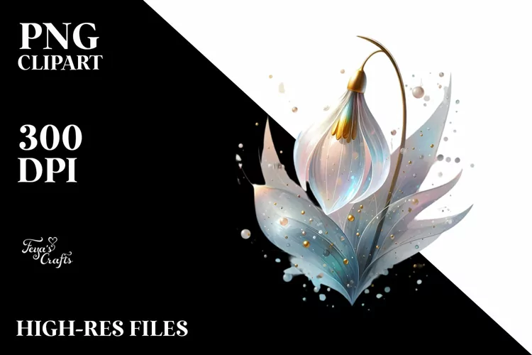 Glossy Snowdrop Watercolor PNG