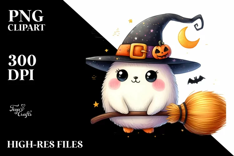 Funny Halloween Broom | Watercolor