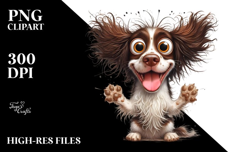 Crazy English Springer Spaniel Watercolor Clipart example image 1