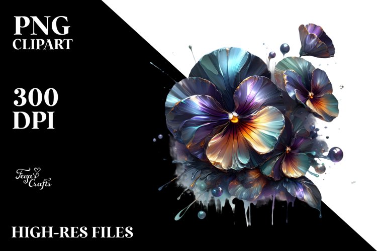 Abstract Shiny Pansy Watercolor Splash example image 1