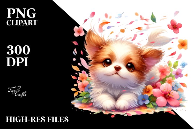 Cute Dog with Wind Petals