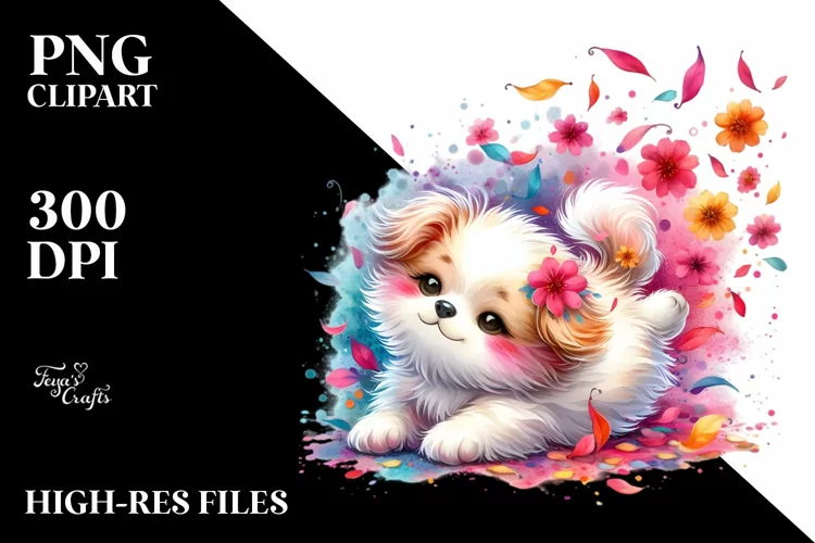 Cute Dog with Wind Petals