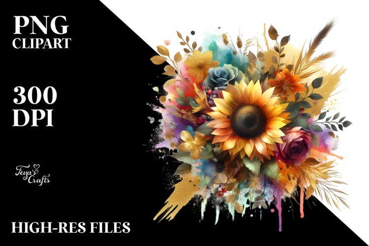 Watercolor Sunflower Clipart Image 17