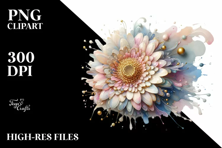 Shiny Gerbera | Watercolor Splash