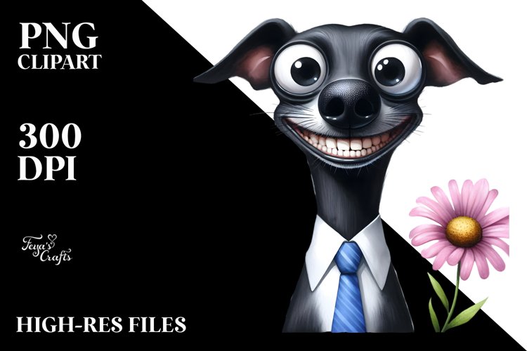 Funny Watercolor Dog Wearing Tie | Clipart