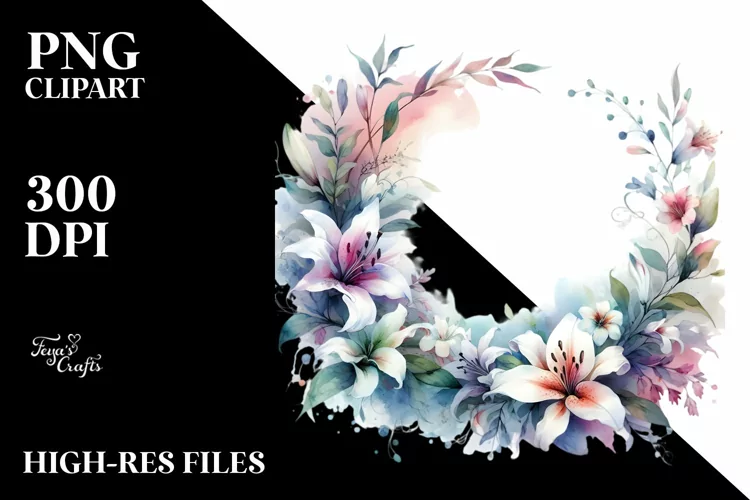 Abstract Vibrant Horizontal Frame with Small Lily
