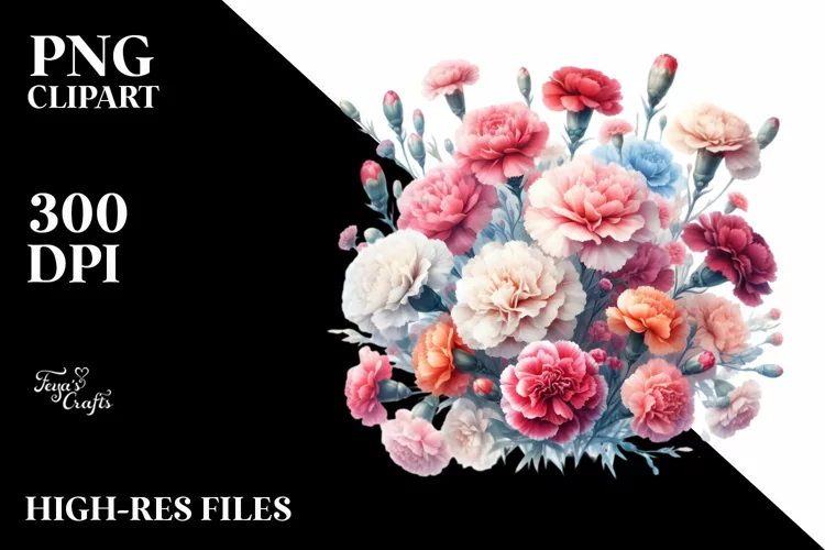Colorful Carnation Watercolor PNG