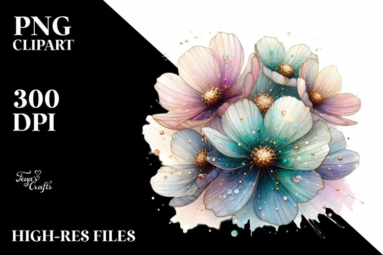 Detailed Pastel Shiny Cosmos PNG