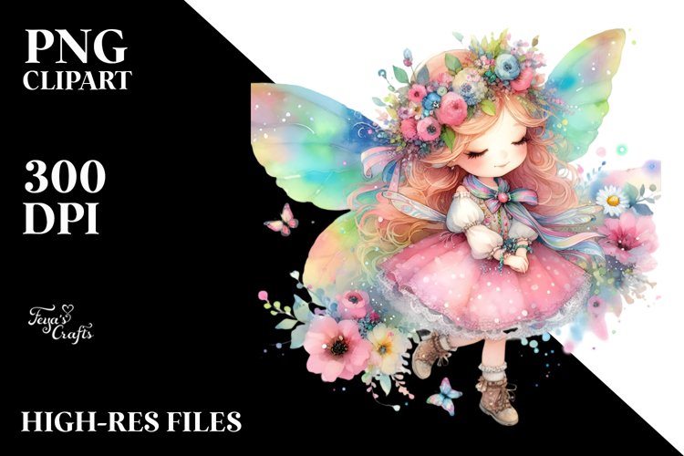 Colorful Cute Fairy Watercolor