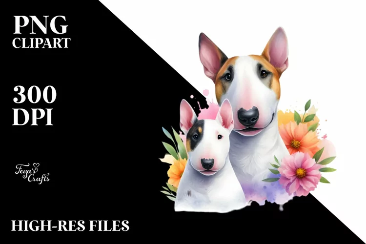 Watercolor Cute Vibrant Bull Terrier
