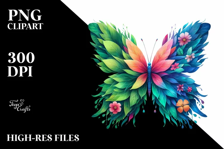 Vibrant Abstract Butterfly PNG