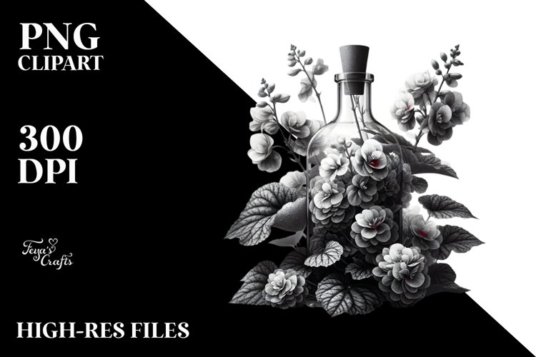Artistic Bottle Begonia White Background example image 1