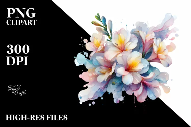 Shiny Freesia Watercolor PNG