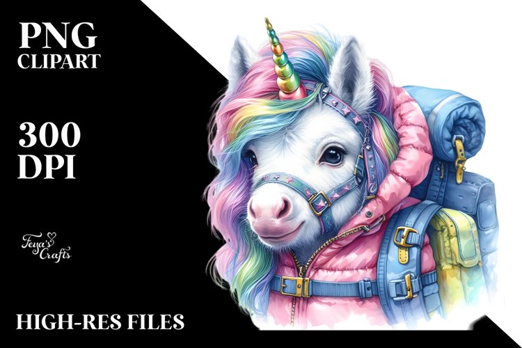 Baby Unicorn in Mountaineers Gear PNG