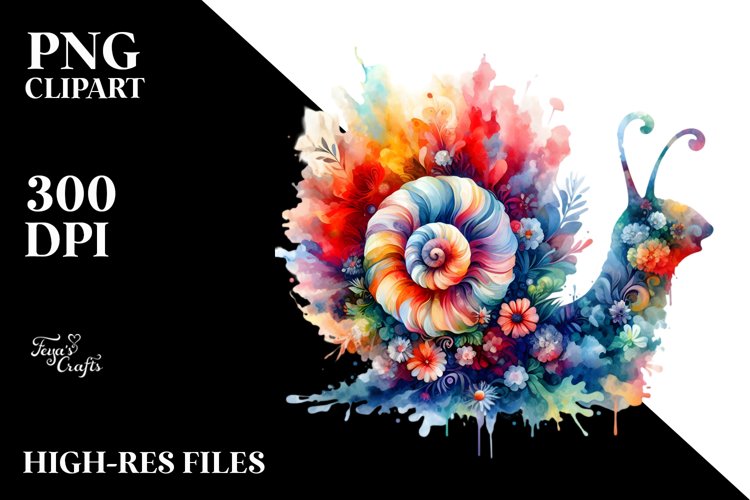 Abstract Watercollor Vibrant Snail | Clipart