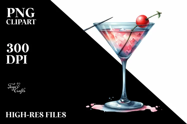 Centered Watercolor Martini