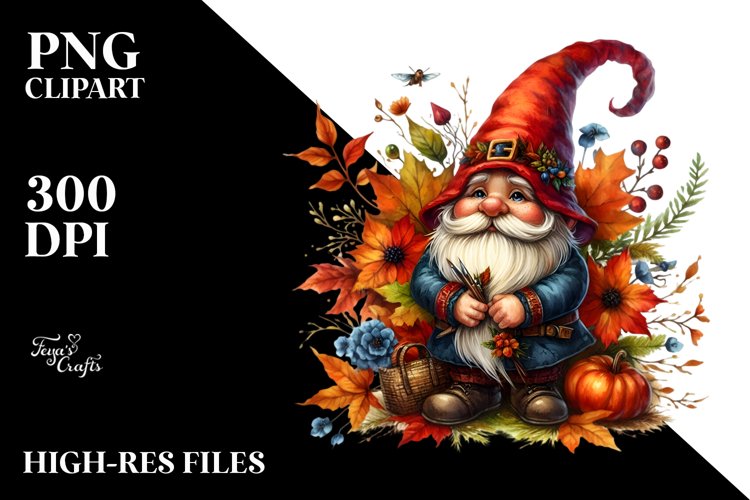 Vibrant Autumn Gnome PNG