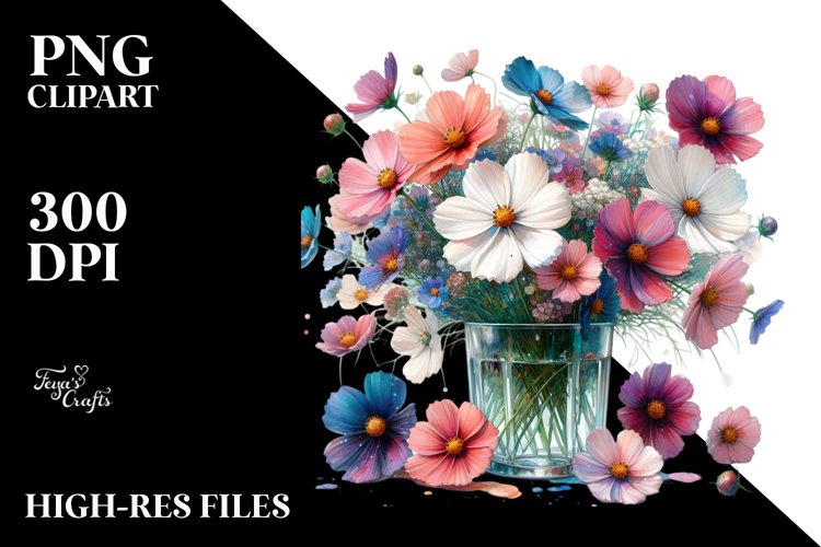 Watercolor Filled with Cosmos | Sublimation | Clipart