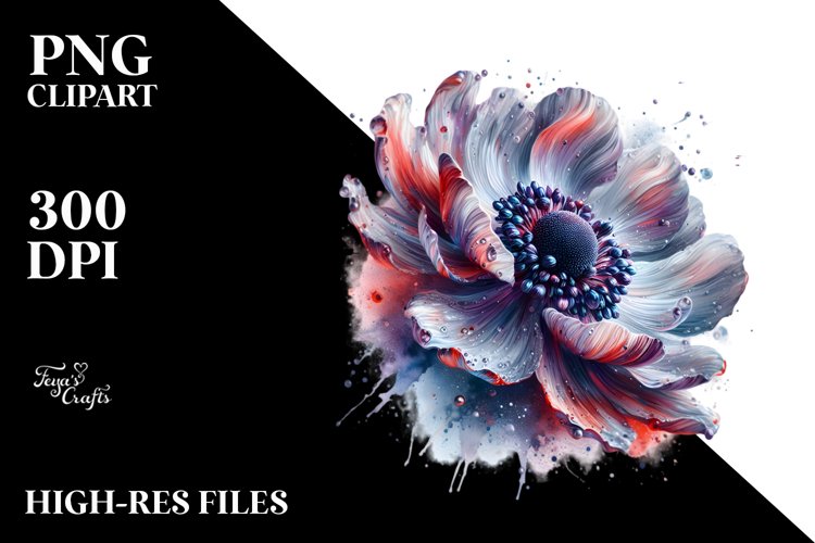 Abstract Watercolor Anemone | Clipart