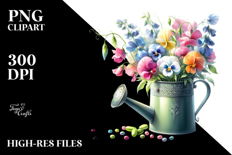 Colorful Sprinkling Can with Sweet Pea example image 1