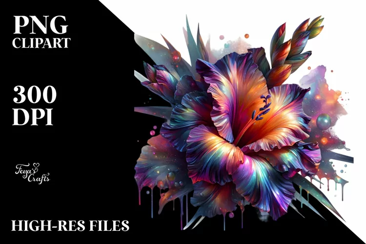 Abstract Shiny Gladiolus Watercolor Splash | Sublimation