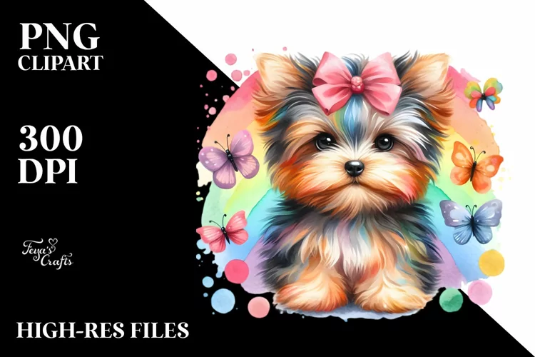 Cute Colorful Yorkipoo | Watercollar Style