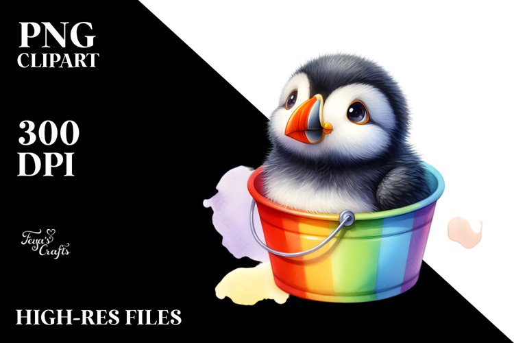 Colorful Baby Puffin Colorful Plastic Bucket | Sublimation |