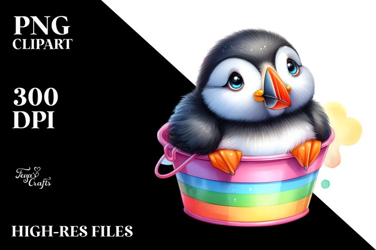 Colorful Baby Puffin Colorful Plastic Bucket | Sublimation |