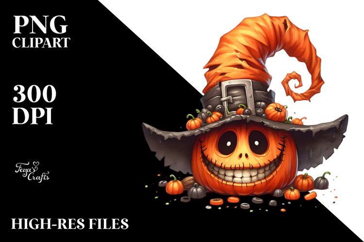 Funny Haloween Hat Goofy Smile Watercolor Clipart