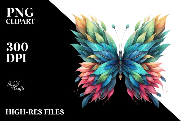 Vibrant Abstract Butterfly PNG