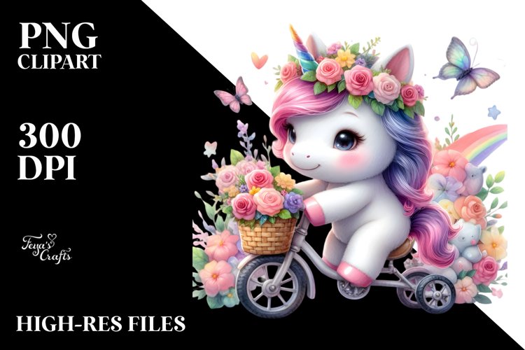 Baby Unicorn Cycling Pastel Art