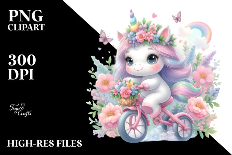 Baby Unicorn Cycling Pastel Art